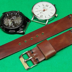 Handmade Watch Strap with Horween Natural Dublin  skin Color cognac 18mm, 20mm, 22mm, 24mm, Watch Strap Leather, Leather Watch Strap, 040