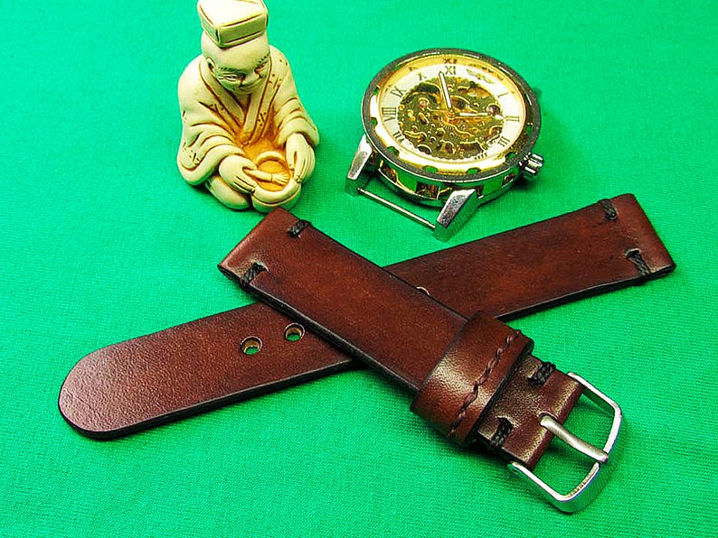 Handmade Brown Itallian vegetable tanned Chromexcel Leather Watch Strap 18mm, 20mm, 22mm, 24mm, Watch Strap Leather, Watch band, 045 image 3