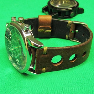 Handmade Leather Watch Strap, Rally Watch Strap of distressed brown Leather, 22mm, 24mm, 18mm, 20mm, watch strap Leather, 075