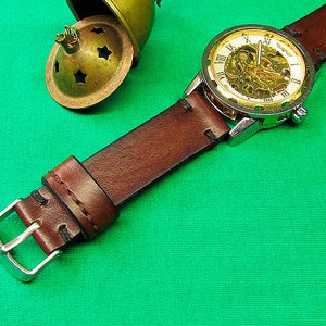 Handmade Brown Itallian vegetable tanned Chromexcel Leather Watch Strap 18mm, 20mm, 22mm, 24mm, Watch Strap Leather, Watch band, 045 image 6