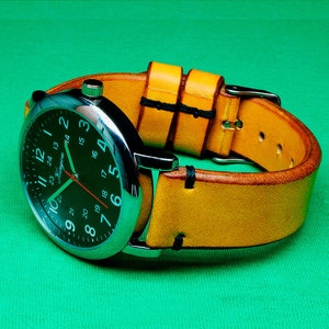 Handmade Leather watch strap with Camel vegetable tanned Leather, Watch Strap, 18mm, 20mm, 22mm, 24mm, Watch Band, Watch strap leather, 122