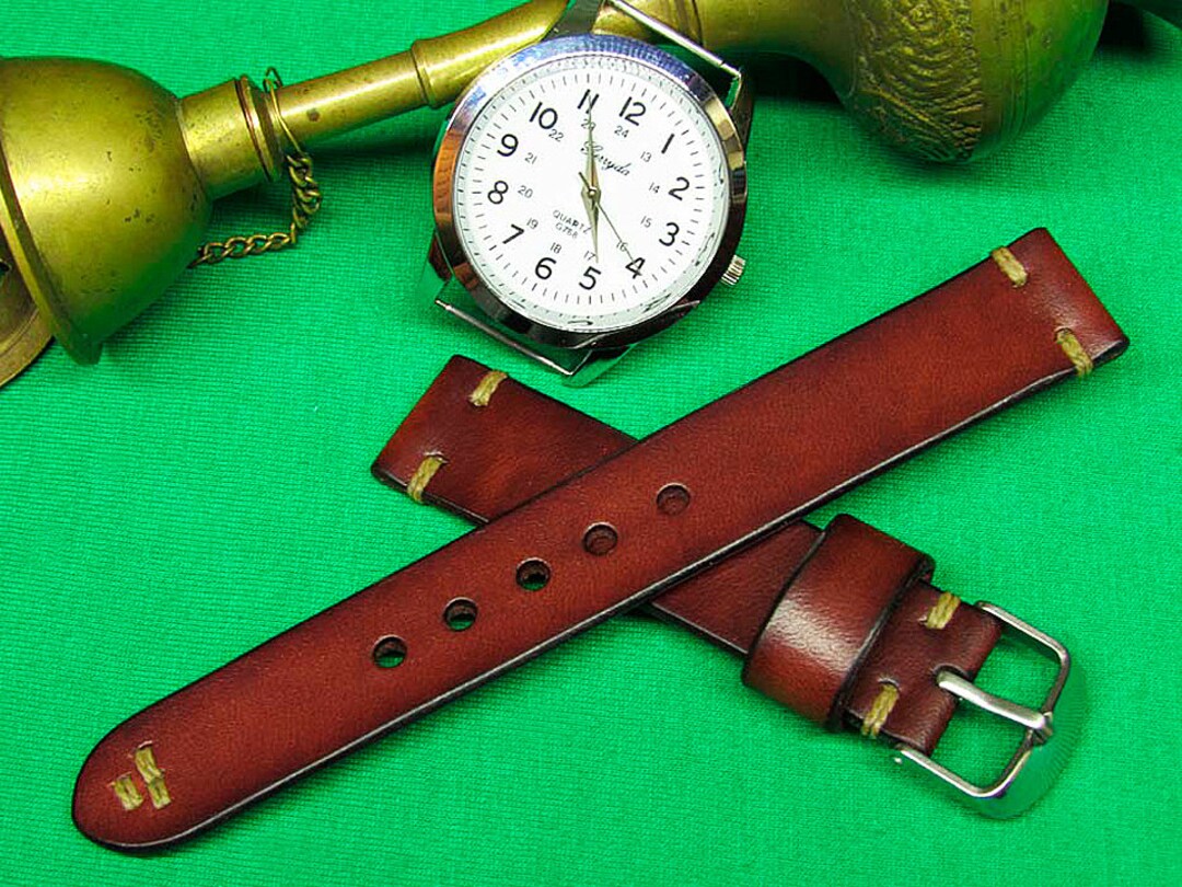 Handmade Leather Watch Strap With Brown Chromexcel Leather, Watch Strap