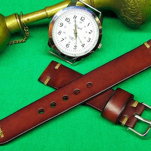 Handmade Leather watch strap with Brown Chromexcel Leather, Watch Strap 18mm, 20mm, 22mm, 24mm, watch strap leather, Watch Bands, 80