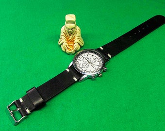 Handmade Black Italian Leather Watch Strap 18mm, 20mm, 22mm, 24mm, Watch Strap, Watch Strap Leather, Watch band, Leather Watch Strap,021