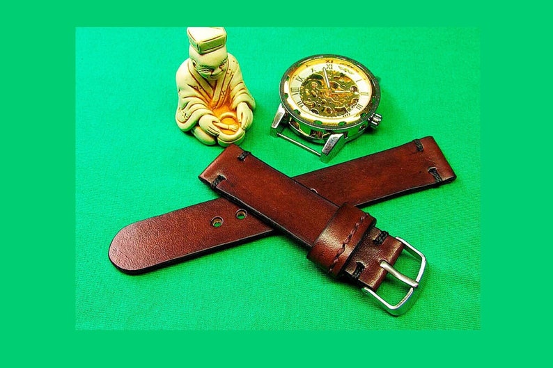 Handmade Brown Itallian vegetable tanned Chromexcel Leather Watch Strap 18mm, 20mm, 22mm, 24mm, Watch Strap Leather, Watch band, 045 image 1