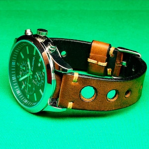 Handmade Leather Watch Strap Rally Watch Strap of Distressed Brown Leather 18mm 20mm 22mm 24mm 19mm 21mm Watch Strap Leather Watch Band,121
