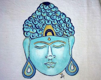 Buddha. Hand painted t-shirt for yoga, meditation, fitness, leisure