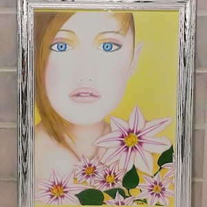 Volto di donna dipinta a mano - fantasy - decorazione della parete
