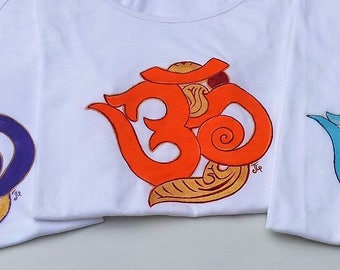 Yoga t-shirts, leisure, sportswear, hand painted, t-shirts, fitness, hatha yoga