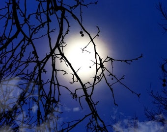 Night moon photography printable art instant download