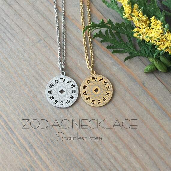 Stainless steel cheap zodiac necklace