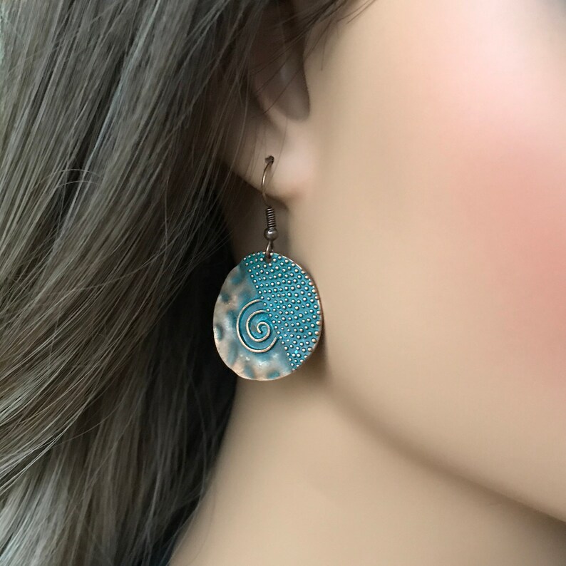 Copper Earrings Boho Jewelry Bohemian Earrings BOHO Patina Earrings Ethnic Earrings Turquoise Copper Bohemian Jewelry
