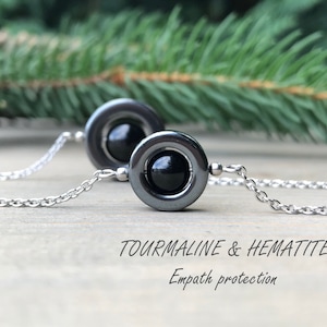 Empath Protection Necklace, Black Tourmaline Necklace, Hematite Necklace, Choker Tourmaline Necklace, Empath Protection Necklace, Balance