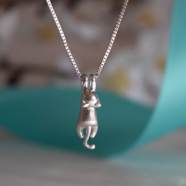 Cat Sterling Silver Necklace, Sterling Silver Necklace, Silver Necklace, Cat Necklace, .925 Necklace, Gift For Her