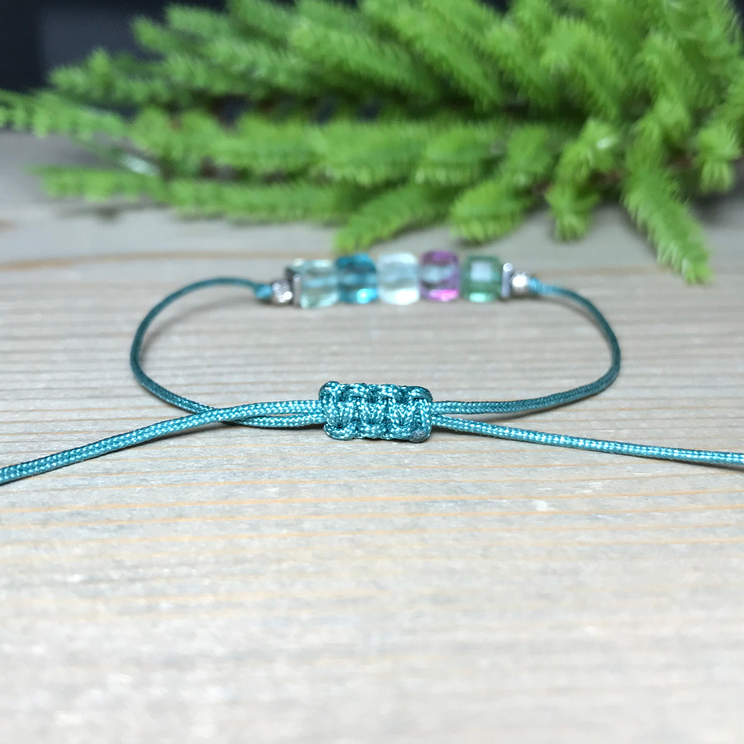 6mm Square Multi Color Fluorite Bracelet Calming Crystal Etsy