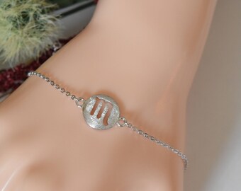 Scorpio Zodiac Sterling Silver Bracelet/Anklet, Scorpio Zodiac Bracelet, Sterling Silver Zodiac Bracelet, Zodiac Bracelet, Zodiac Jewelry