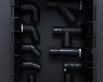 PipeDock 50 – 3D Printable Eurobox Organizer for Geberit 50 mm Pipe Fittings (STL Files, Modular Design)