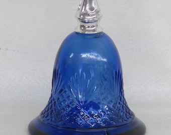 Empty Avon Cobalt Blue Glass Bell Shaped Perfume Bottle 3222B
