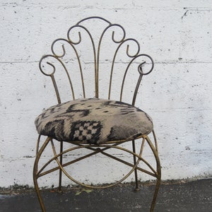 Hollywood Regency Distressed Metal Small Child Vanity Side Chair 9091B SHIPPING NOT INCLUDED please ask for a shipping quote
