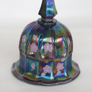 Fenton Carnival Glass Amethyst Hand Painted Flowers Bell 373B