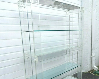 Hollywood Regency Mid Century Lucite and Glass Large Display Cabinet 9633 - ASK FOR SHIPPING