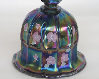 Fenton Carnival Glass Amethyst Hand Painted Flowers Bell 373B