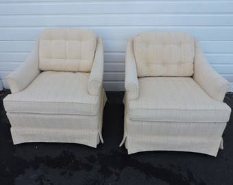 Mid Century Pair of Tufted Living Room Side by Side Chairs by Burdine's 6982 SHIPPING NOT INCLUDED Please ask for shipping quote