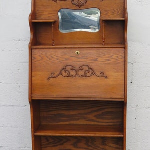 Early 1900s Oak Shelving Bookcase with Secretary Desk 5224 SHIPPING NOT INCLUDED Please ask for shipping quote