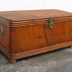 Hollywood Regency Bamboo Rattan Blanket Chest Trunk Coffee Table 5341 SHIPPING NOT INCLUDED Please ask for shipping quote