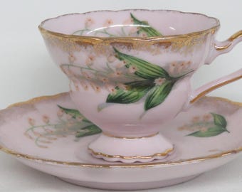 Vintage Teacup and Saucer Set with Lilies of the Valley 4509B