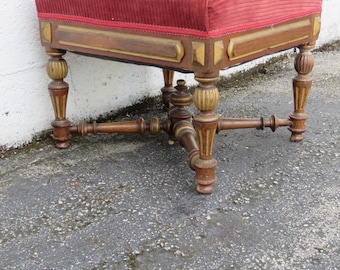 Eastlake Late Victorian 1800s Carved Large Footstool Ottoman 6093 SHIPPING NOT INCLUDED Please ask for shipping quote