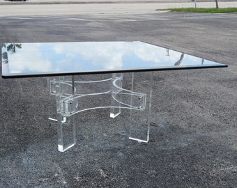 Mid Century Modern Lucite Glass Top Coffee Table 2359 SHIPPING NOT INCLUDED Please ask for shipping quote