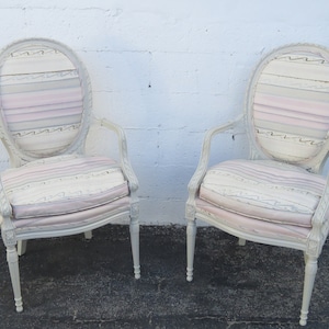 French Painted Pair of Side Living Bed Room Den Fireplace Chairs 2707 SHIPPING NOT INCLUDED Please ask for shipping quote