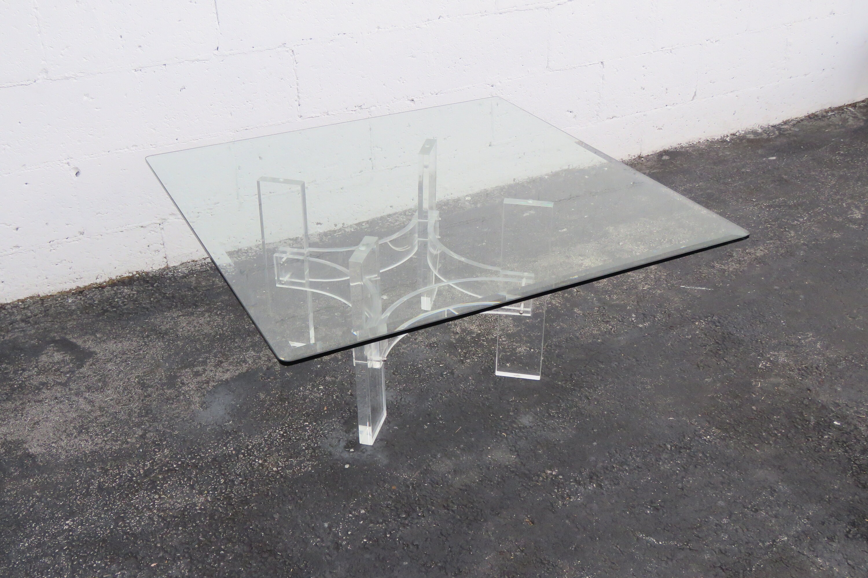 Lucite and 2024 glass coffee table