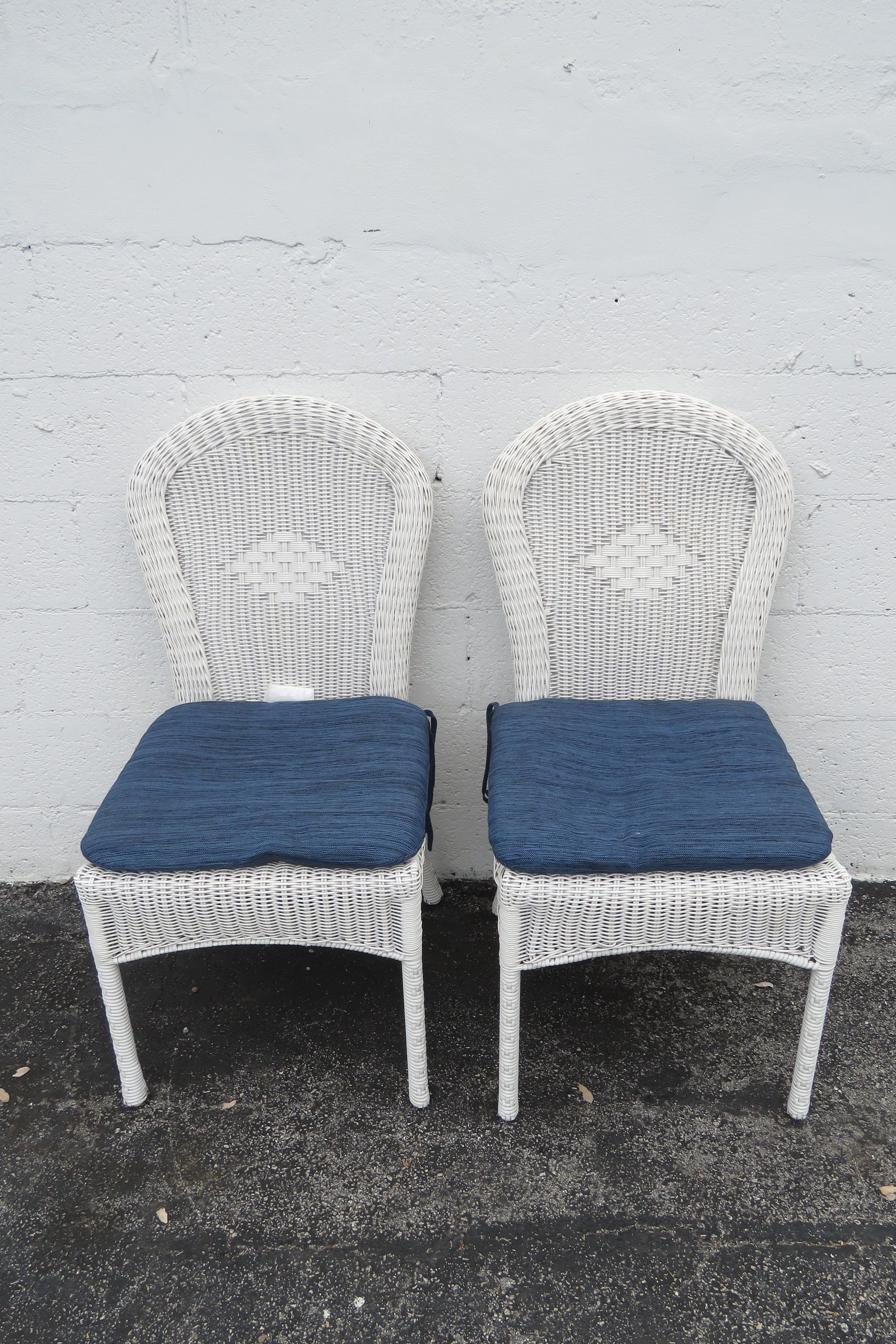 Hollywood Regency Vintage Painted Bamboo Two Side Chairs 3417