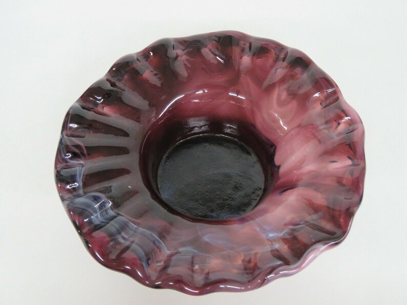 Purple Slag Glass Ruffled Rim Rose Potpourri Bowl Squat Vase Etsy