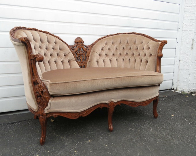 French Hand Carved Birds Kidney Shaped Loveseat Settee 9491 Etsy