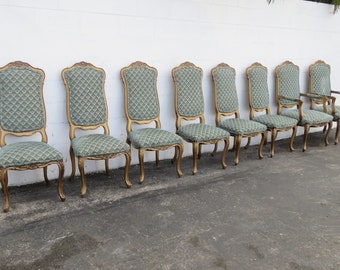 French Shabby Chic Carved Tall Large Painted Set of Eight Dining Chairs 3898  SHIPPING NOT INCLUDED Please ask for shipping quote