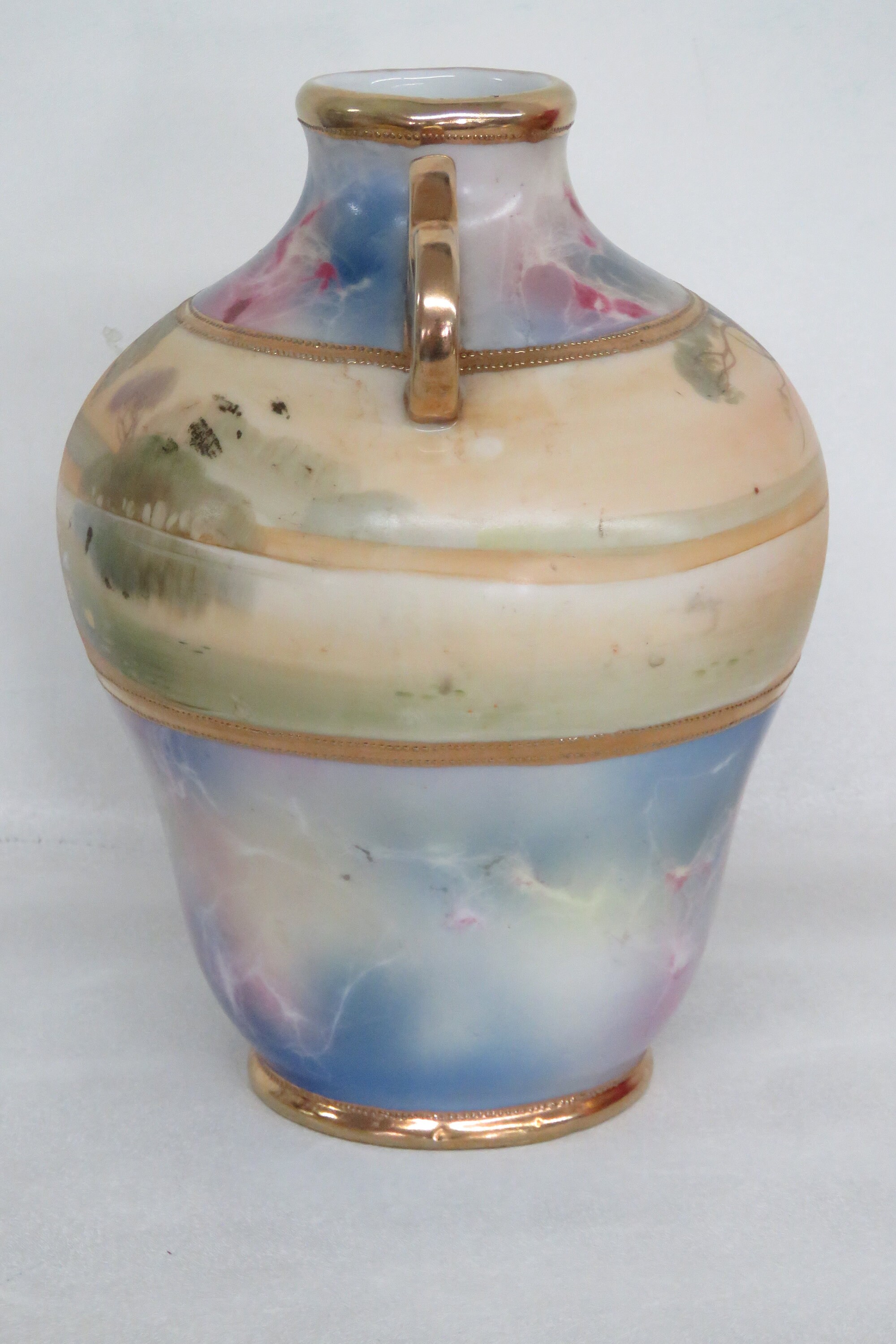 Nippon Hand Painted Vase With Two Gilded Handles 2782B Etsy