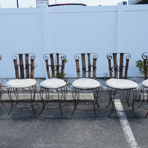 Western Style Set of Six Horse Shoe Metal and Wood Dining Chairs 1804 SHIPPING NOT INCLUDED Please ask for shipping quote