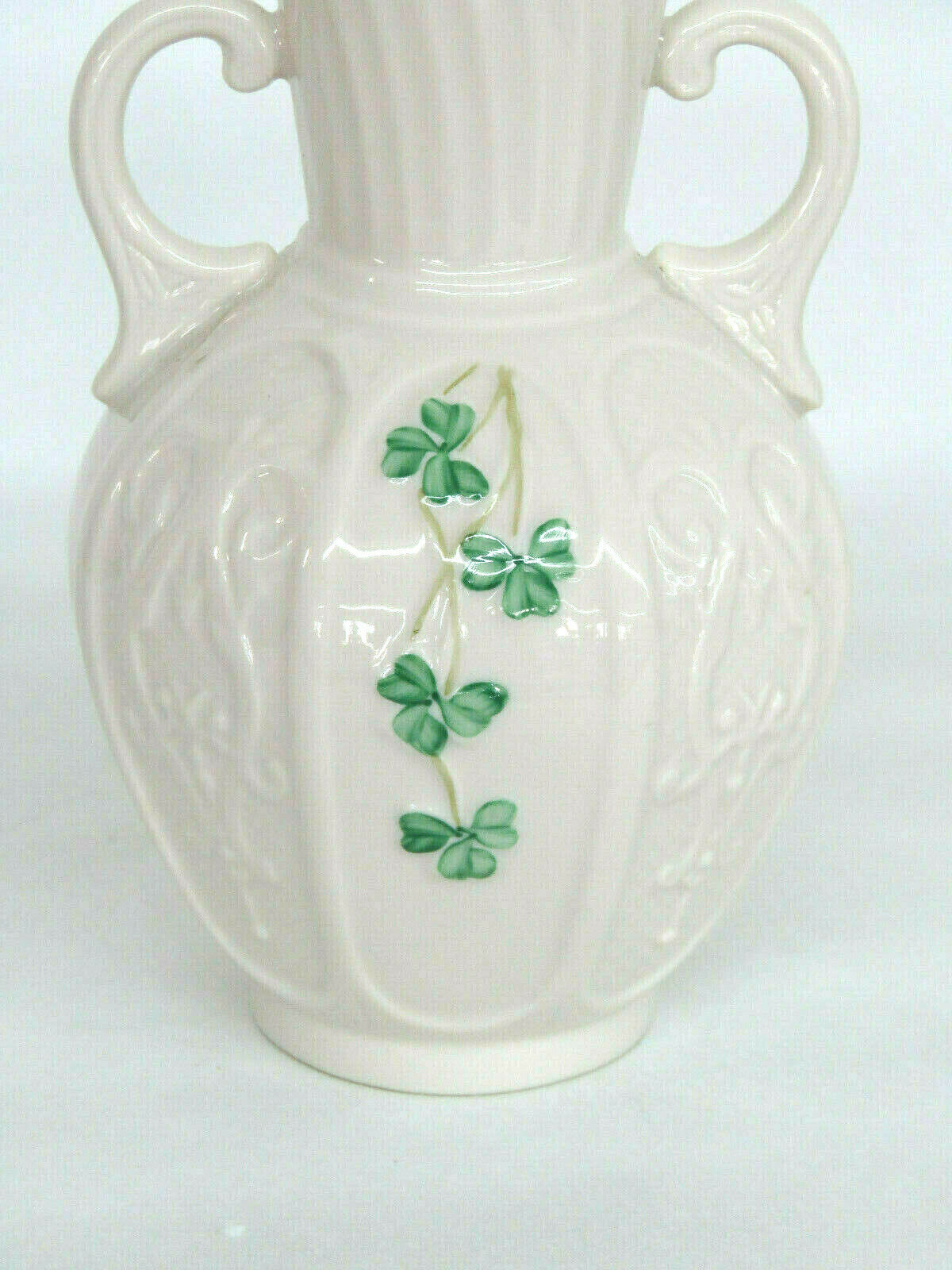Belleek Shamrock Panel Irish Pottery Vase with Two Handles Etsy