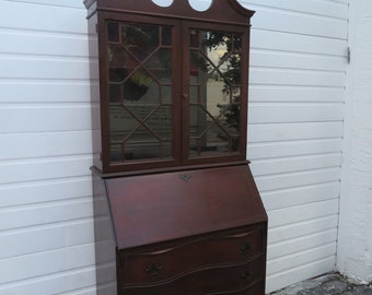 Mahogany Ball and Claw Feet Two Part Tall Secretary Desk by Maddox