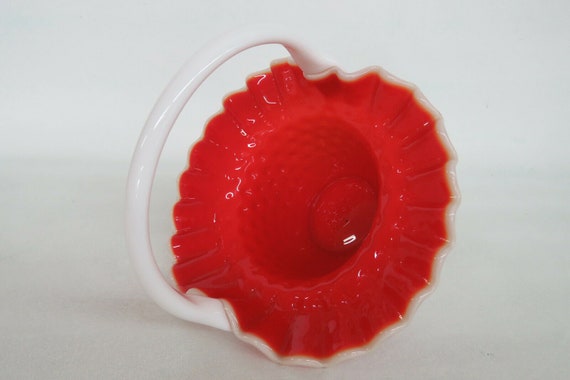 赤と白　HOBNEIL BRIDES BASKET VASE 赤と白HOBNEIL BRIDES BASKET VASE