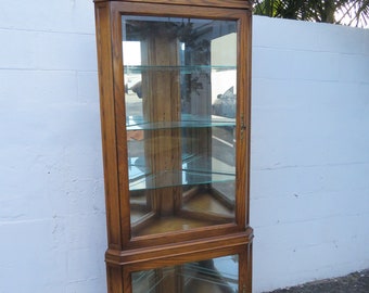 Tall Oak Corner Display China Cabinet Cupboard by Gordons 2706 SHIPPING NOT INCLUDED please ask for shipping quote