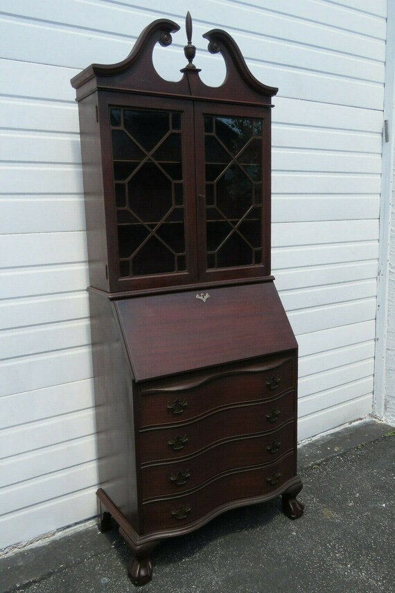 Mahogany Serpentine Front Tall Ball And Claw Feet Secretary Etsy