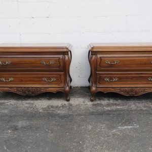 Hickory French Hand Carved Bombay Large Nightstands Bedside Tables a Pair 3568 SHIPPING NOT INCLUDED Please ask for shipping quote