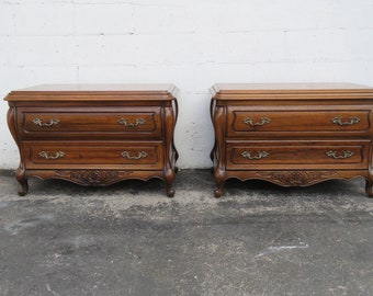 Hickory French Hand Carved Bombay Large Nightstands Bedside Tables a Pair 3568 SHIPPING NOT INCLUDED Please ask for shipping quote