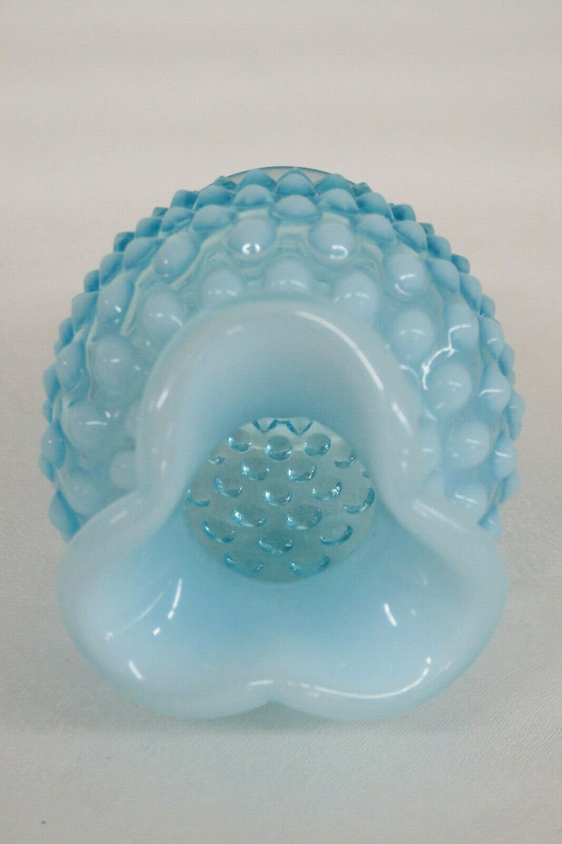Fenton Hobnail Style Opalescent Blue Glass Small Vase 1416B Etsy