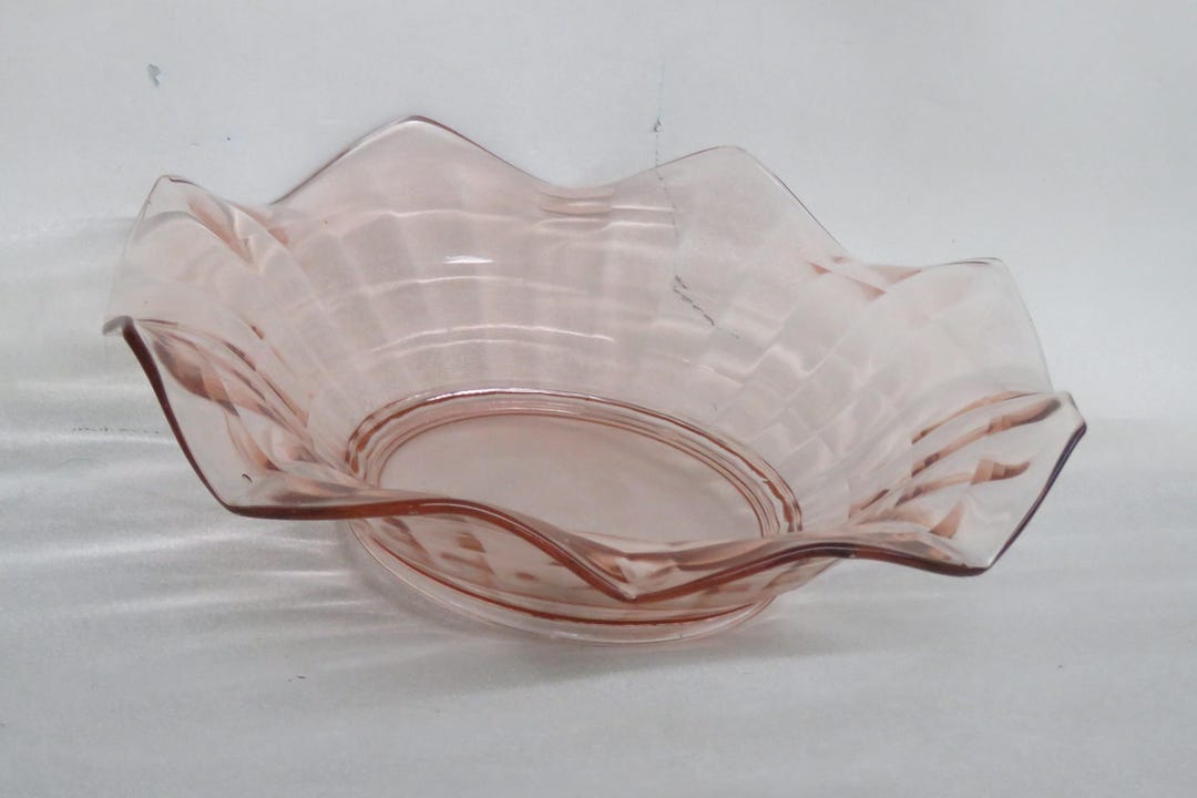 Pink Ruffle Rim Pink Depression Glass Ruffle Rim Large Bowl 4378B - Etsy