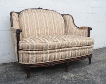 Early 1900s Carved Large Deep Settee Loveseat 5258 SHIPPING NOT INCLUDED Please ask for shipping quote